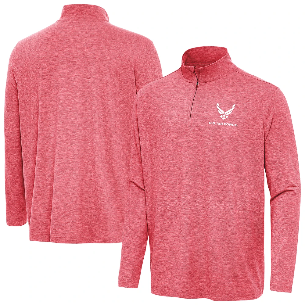 Men's Antigua Heather Air Force Hunk Quarter-Zip Pullover