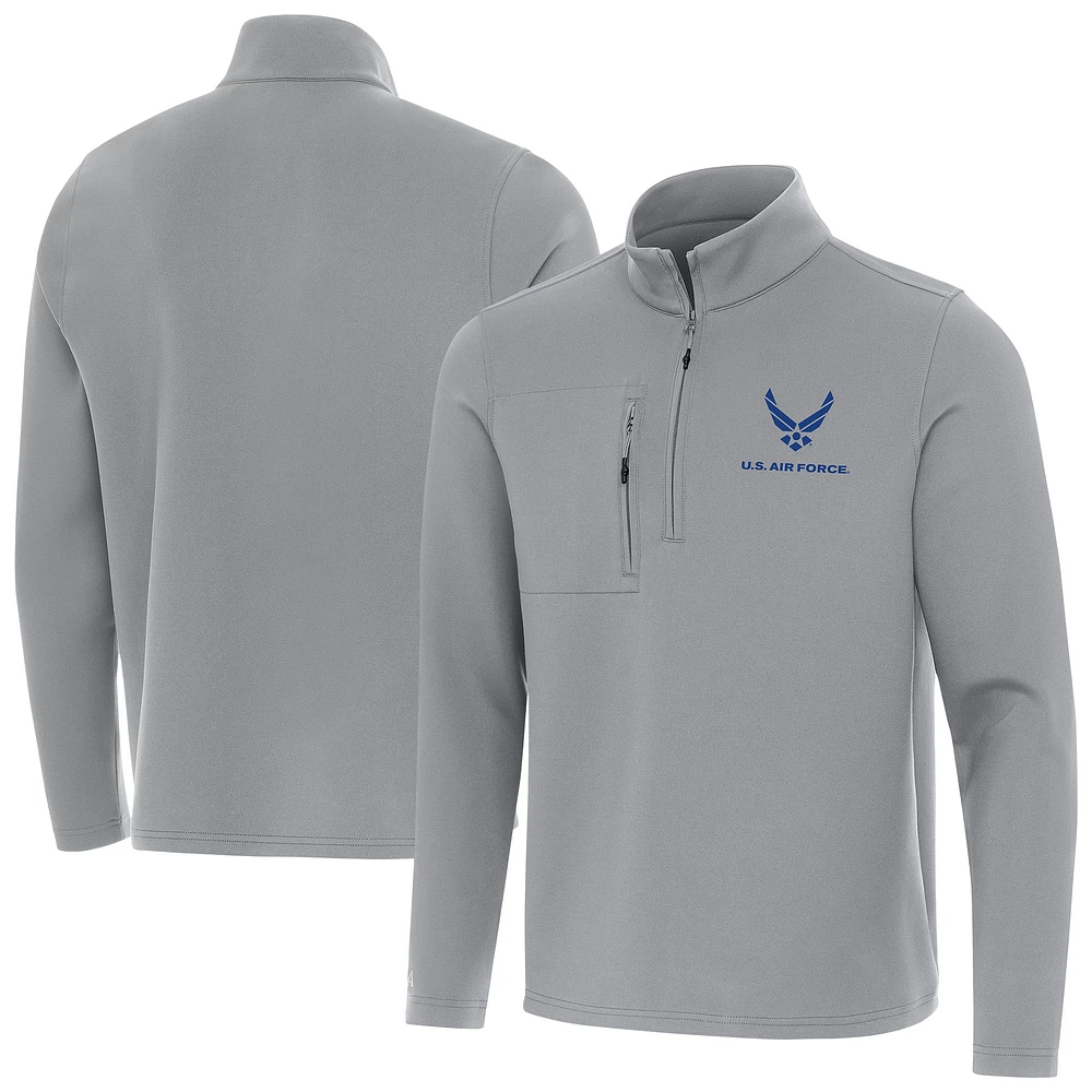 Men's Antigua Gray Air Force Insider Quarter-Zip Jacket