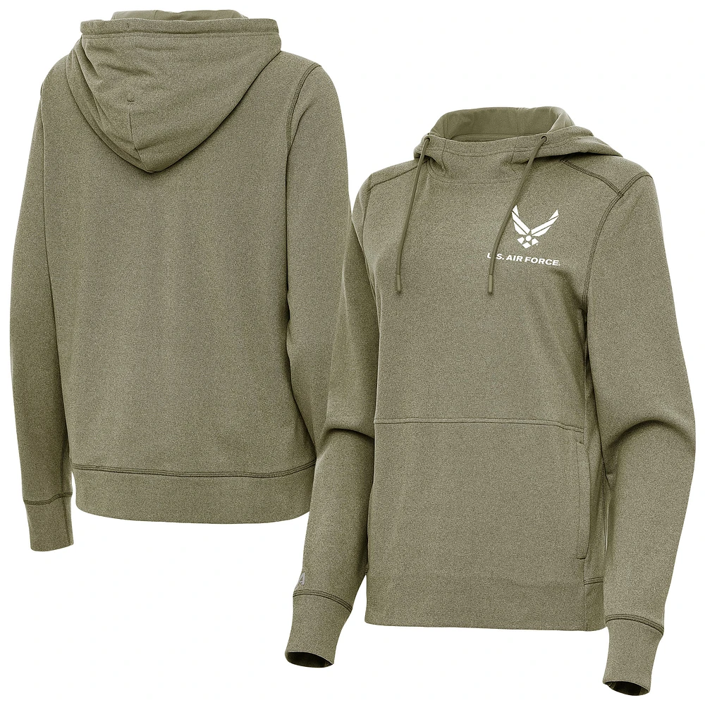 Women's Antigua Olive Air Force Justice Pullover Hoodie