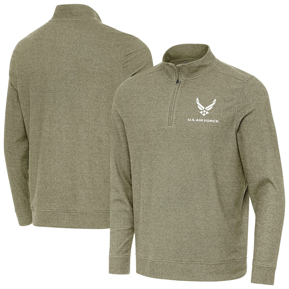 Men's Antigua Olive Air Force Subtle Quarter-Zip Pullover