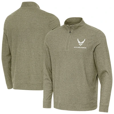 Men's Antigua Olive Air Force Subtle Quarter-Zip Pullover
