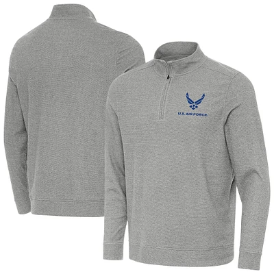Men's Antigua Heather Air Force Subtle Quarter-Zip Pullover