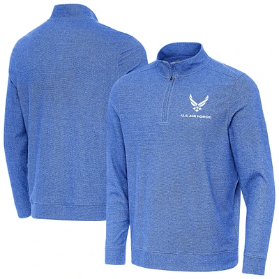Men's Antigua Heather Royal Air Force Subtle Quarter-Zip Pullover