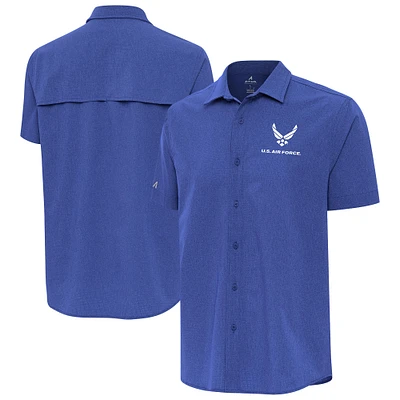 Men's Antigua Royal Air Force Activate Woven Short Sleeve Button-Up Shirt