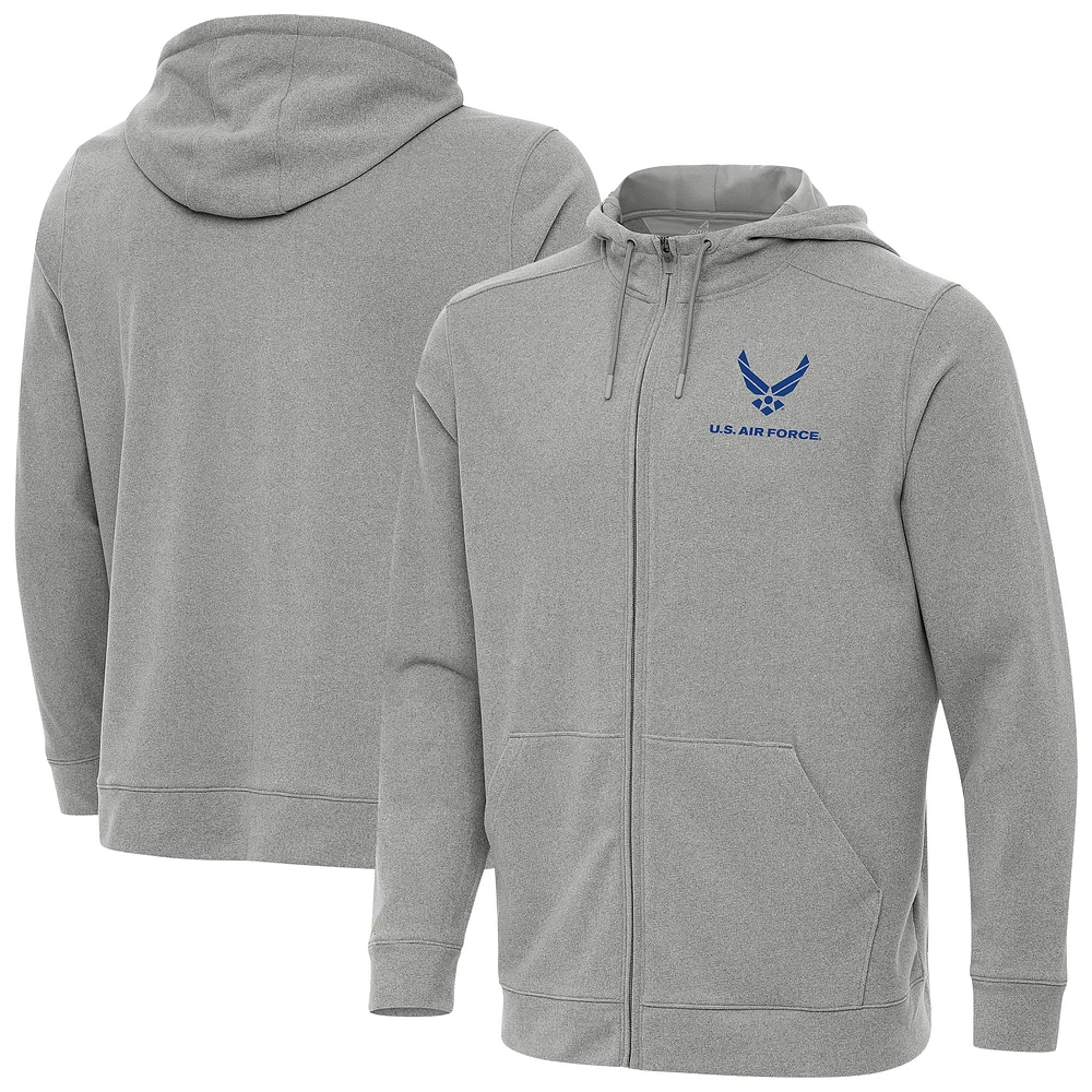 Men's Antigua Heather Air Force Effortless Full-Zip Hoodie Jacket