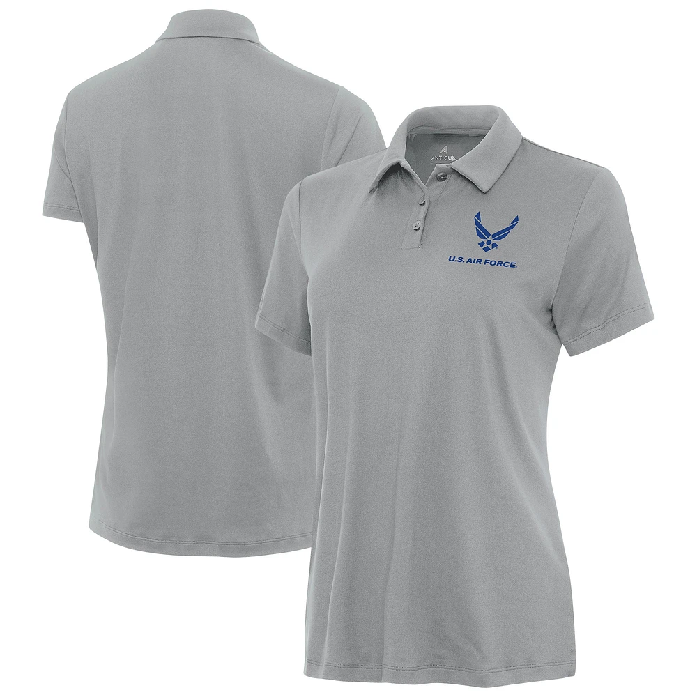 Women's Antigua Gray Air Force Reprocess Polo