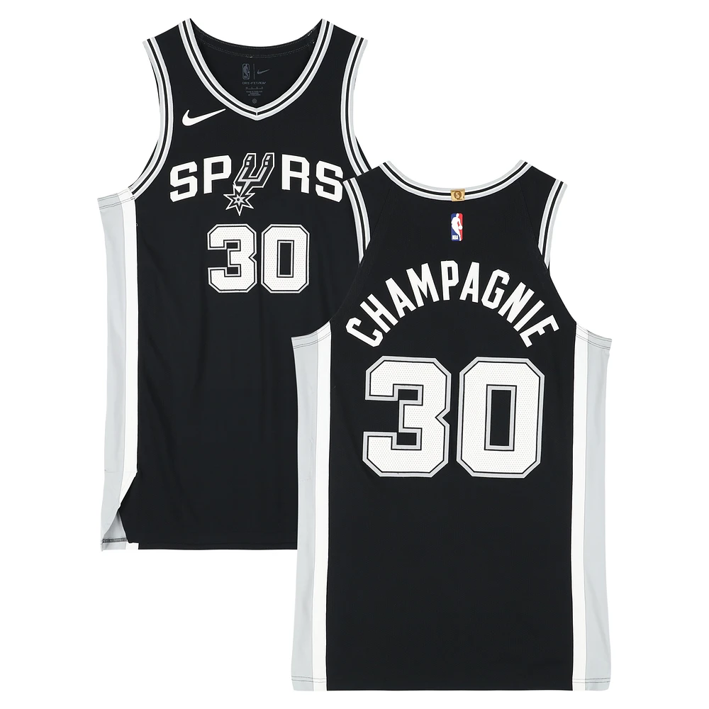 Julian Champagnie San Antonio Spurs Game-Used #30 Black Nike Jersey vs. Cleveland Cavaliers on March 27, 2025 Size 48+4