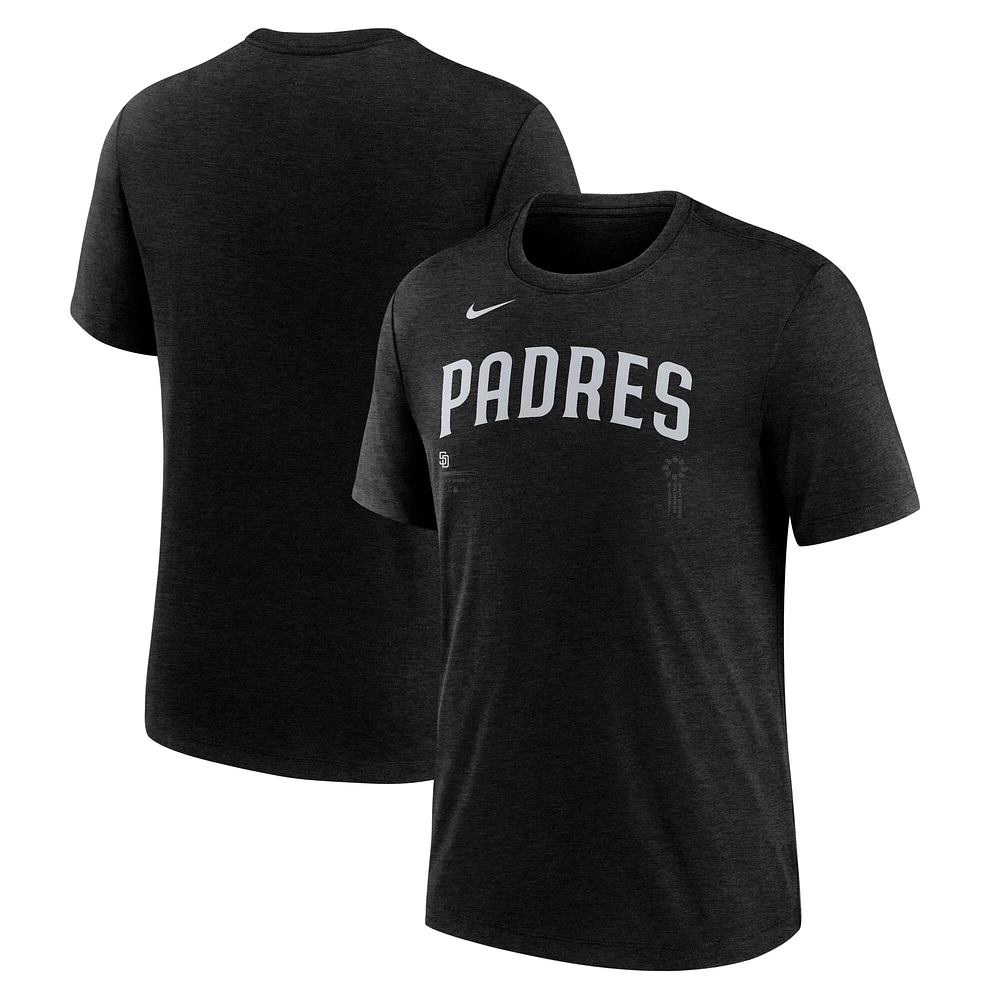 Men's Nike Heather Black San Diego Padres Lights Out Tri-Blend T-Shirt