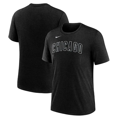 Men's Nike Heather Black Chicago Cubs Lights Out Tri-Blend T-Shirt