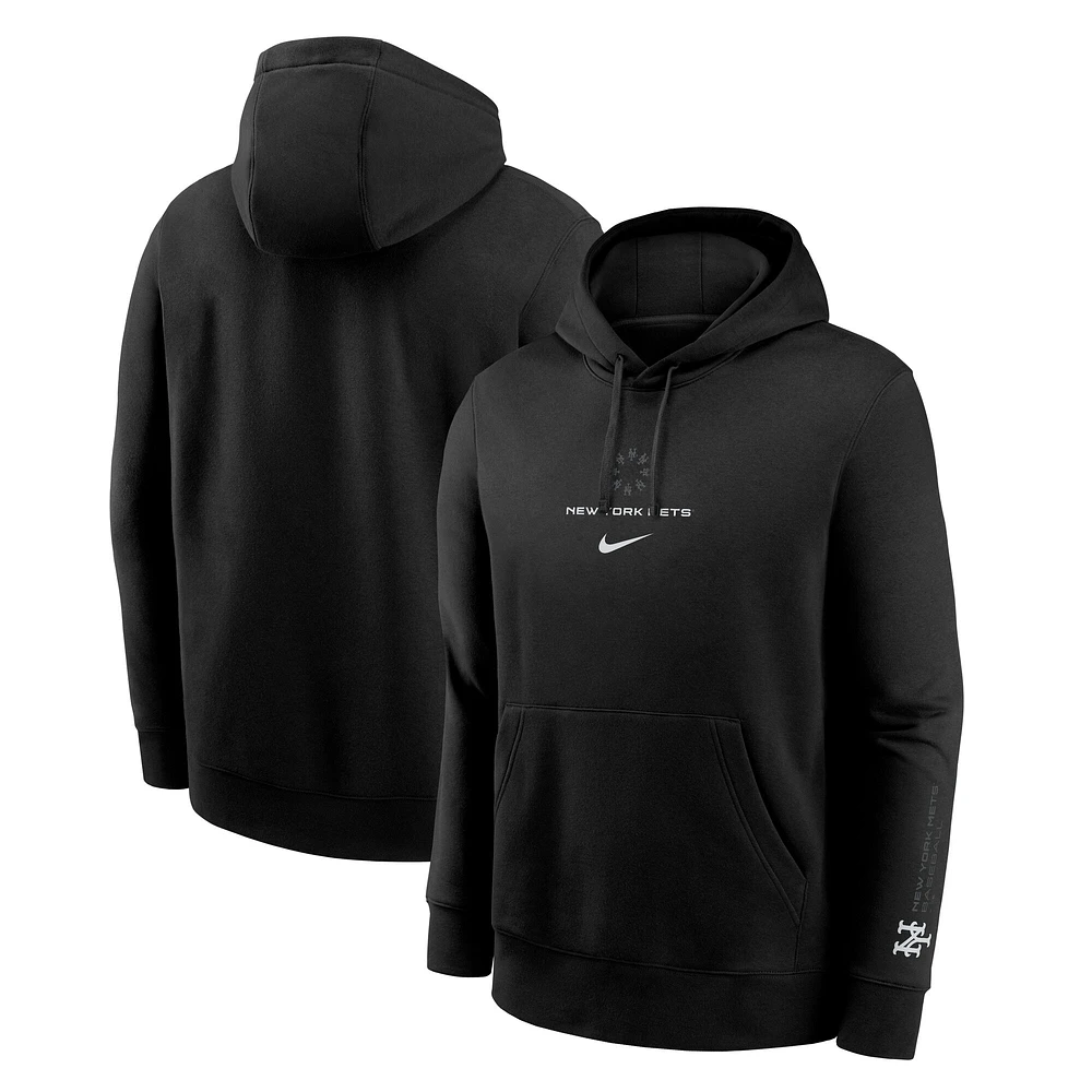 Men's Nike Black New York Mets Fashion Club Fleece Pullover Hoodie