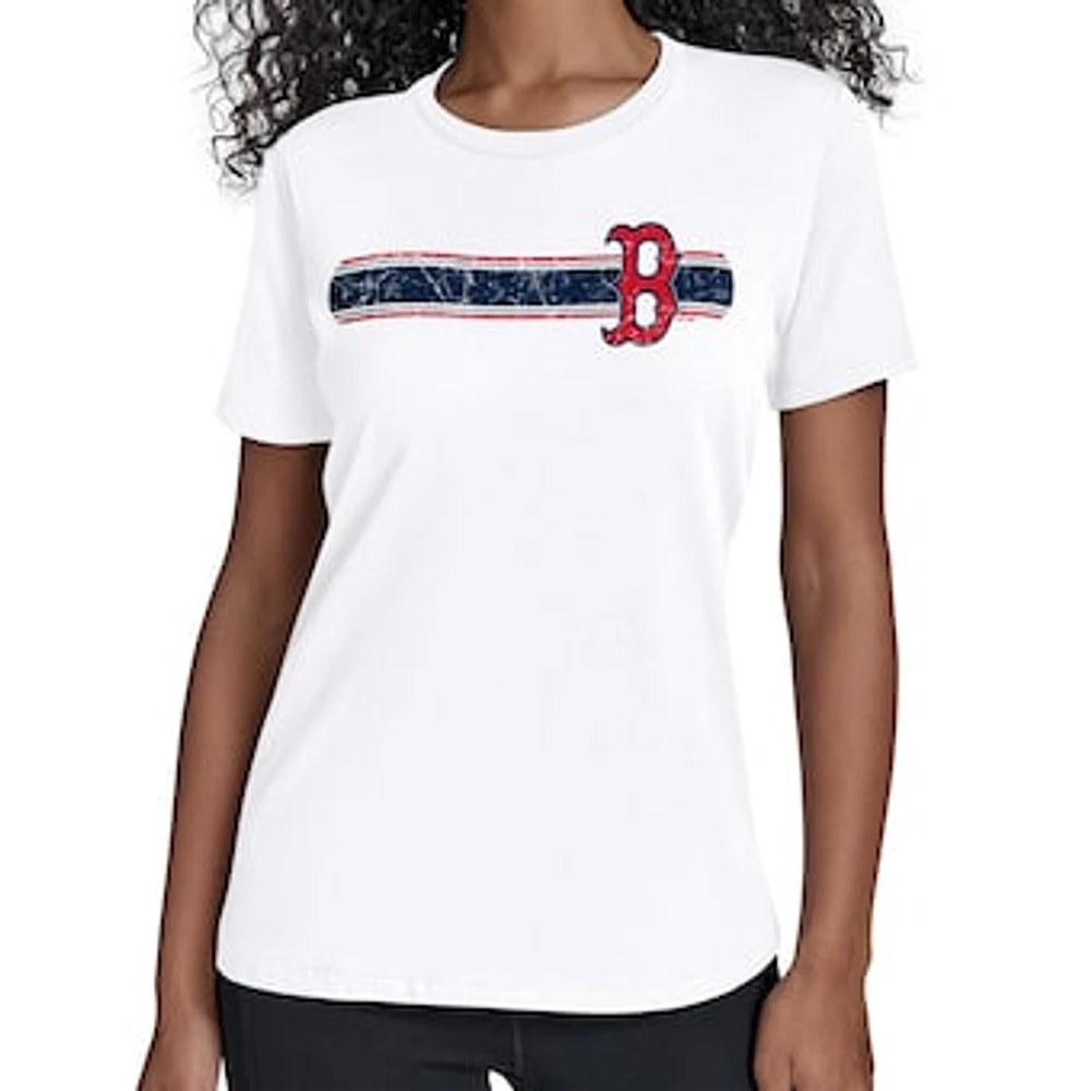 Women's Starter White Boston Red Sox Team Stripe T-Shirt
