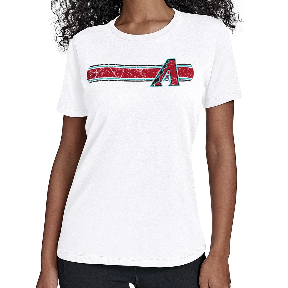 Women's Starter White Arizona Diamondbacks Team Stripe T-Shirt