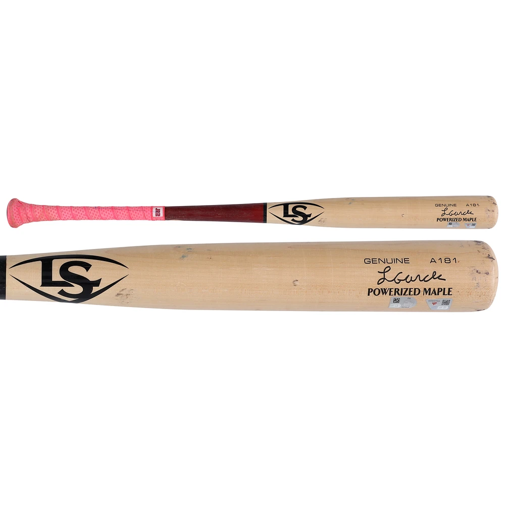 Luis García Jr. Washington Nationals Game-Used Tan/Red Louisville Slugger Broken Bat vs. Los Angeles Dodgers on April 7, 2025