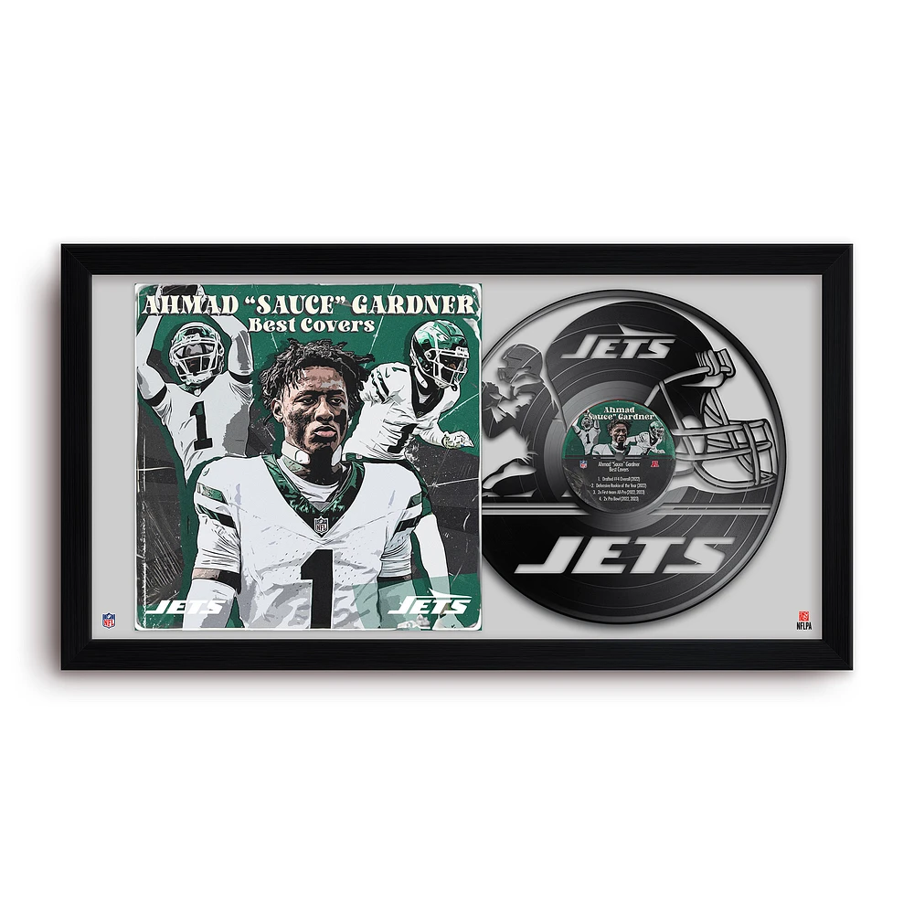 Ahmad Sauce Gardner New York Jets 14" x 26" Framed Art Vinyl Album Print