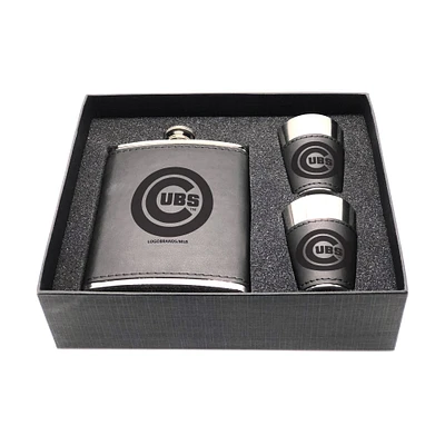 Chicago Cubs Three-Piece Leather Flask & Shot Glass Set