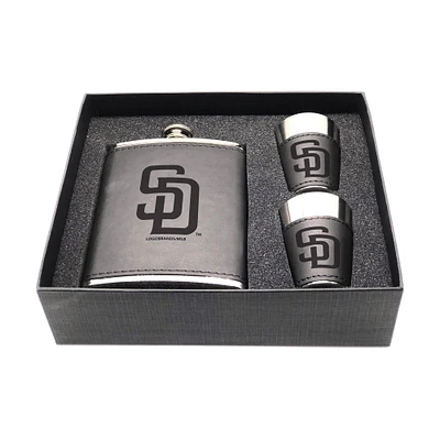 San Diego Padres Three-Piece Leather Flask & Shot Glass Set