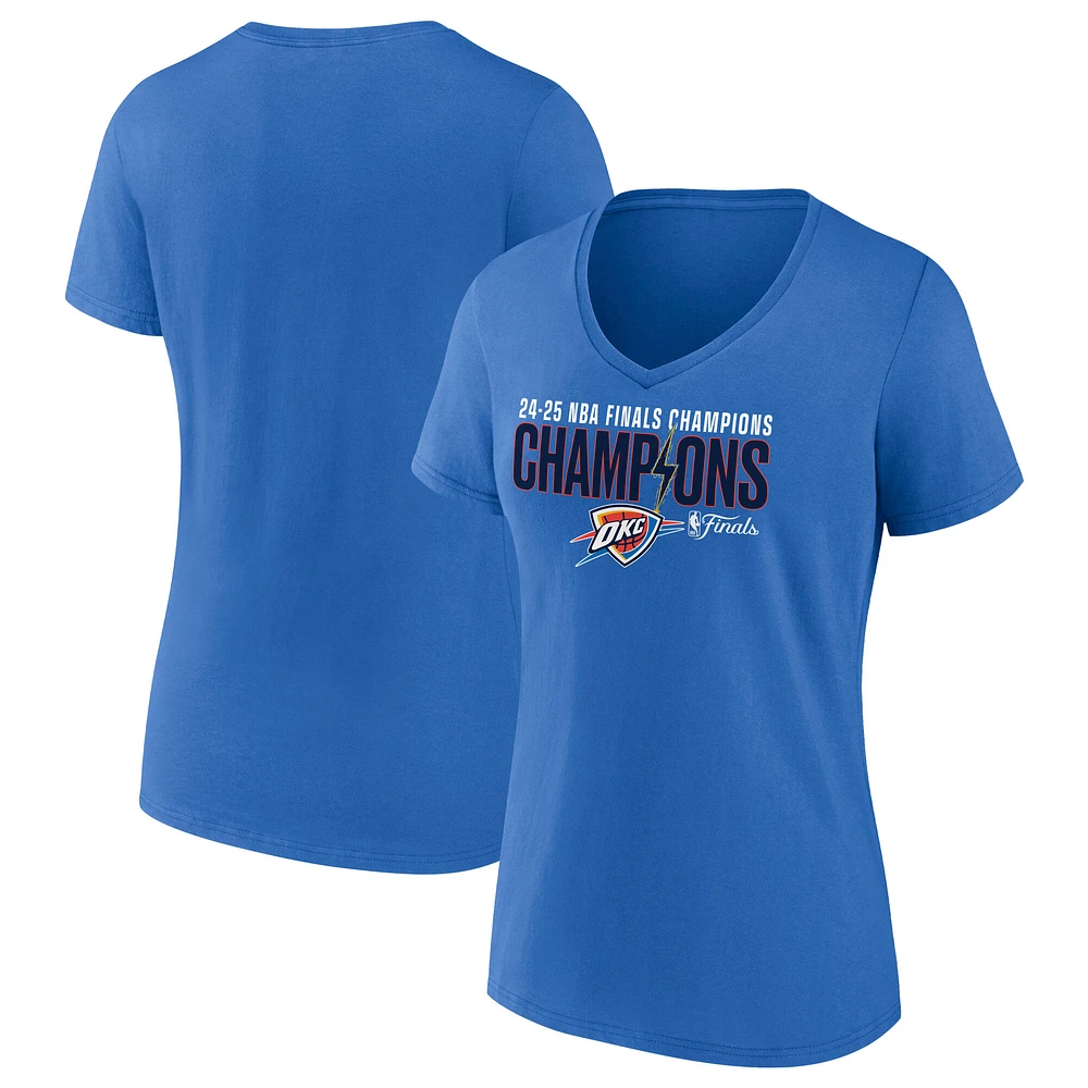 Women's Fanatics Blue Oklahoma City Thunder 2025 NBA Finals Champions Fast Break Hometown V-Neck T-Shirt