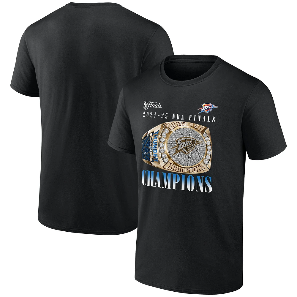 Men's Fanatics Black Oklahoma City Thunder 2025 NBA Finals Champions Inbound Pass Ring T-Shirt