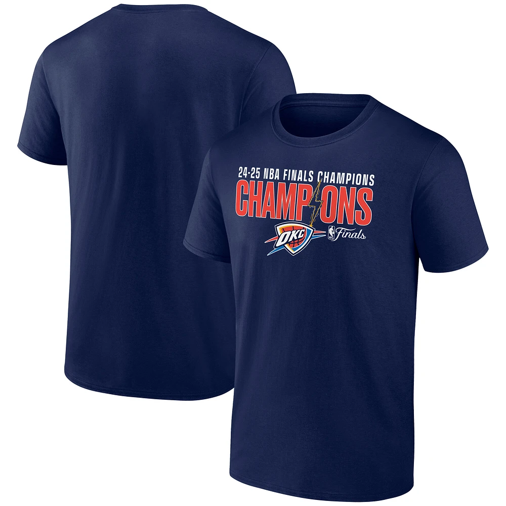 Men's Fanatics Blue Oklahoma City Thunder 2025 NBA Finals Champions Fast Break Hometown T-Shirt