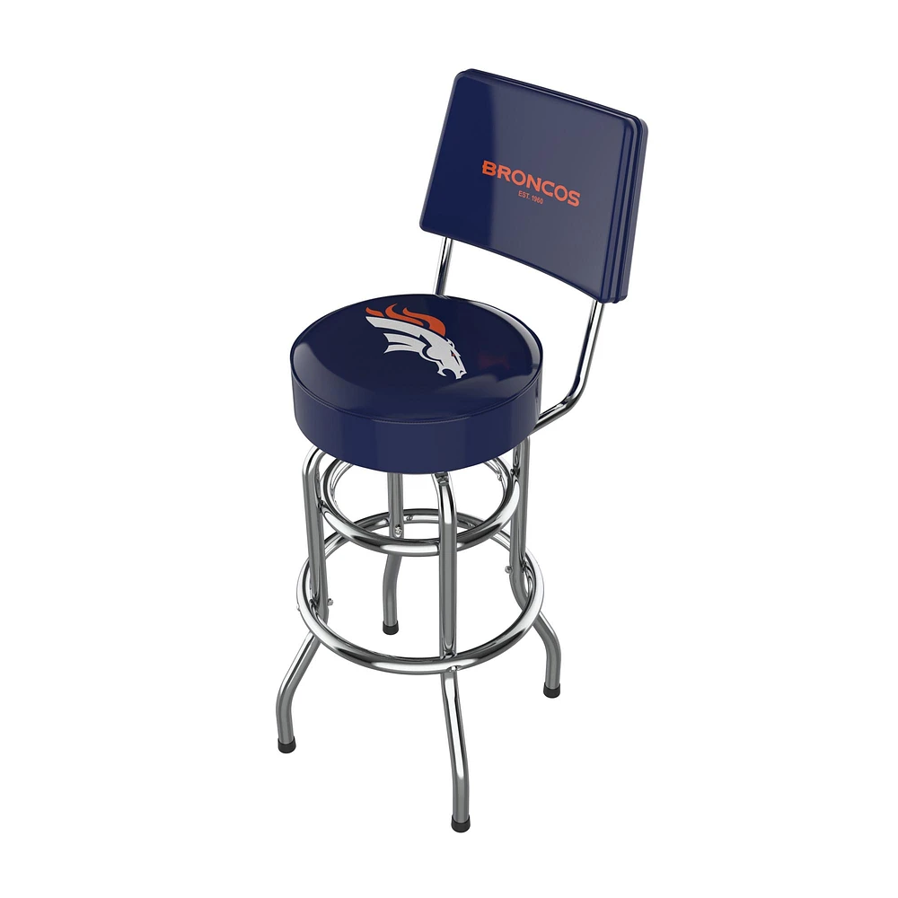 Imperial Blue Denver Broncos Chrome Bar Stool