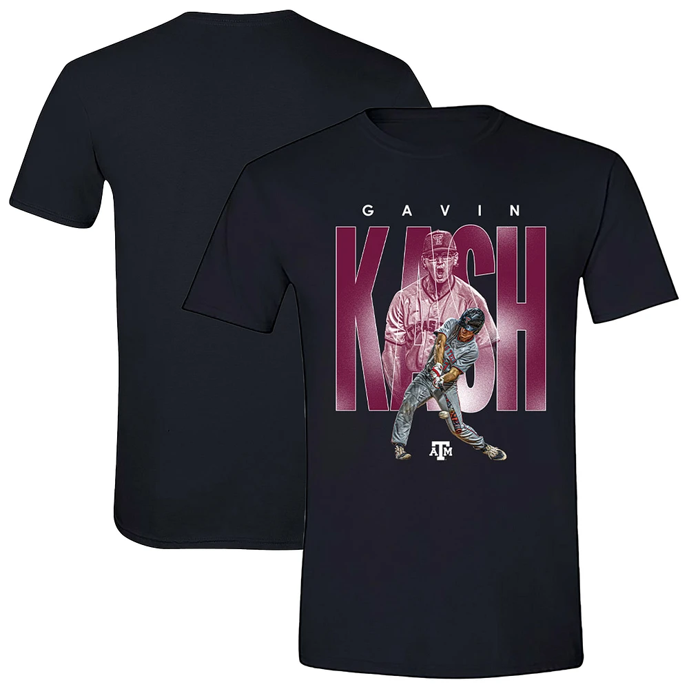 Unisex Gavin Kash Black Texas A&M Aggies Baseball Player Collage T-Shirt