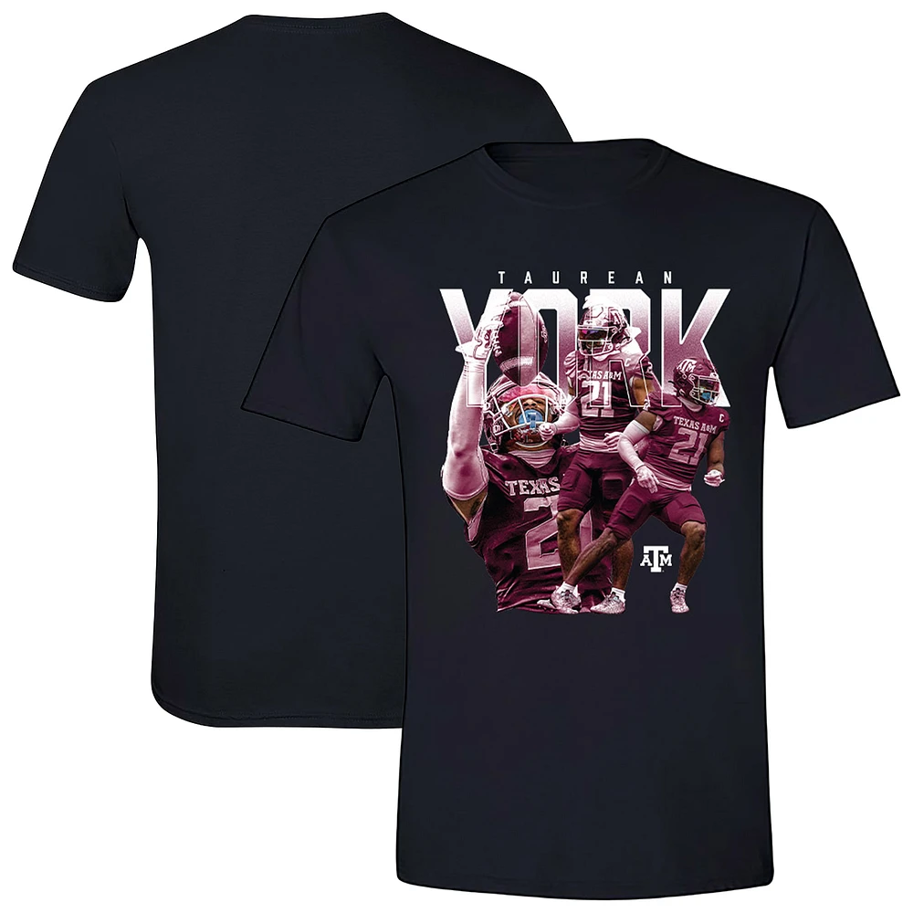 Unisex Taurean York Black Texas A&M Aggies Football Player Collage T-Shirt