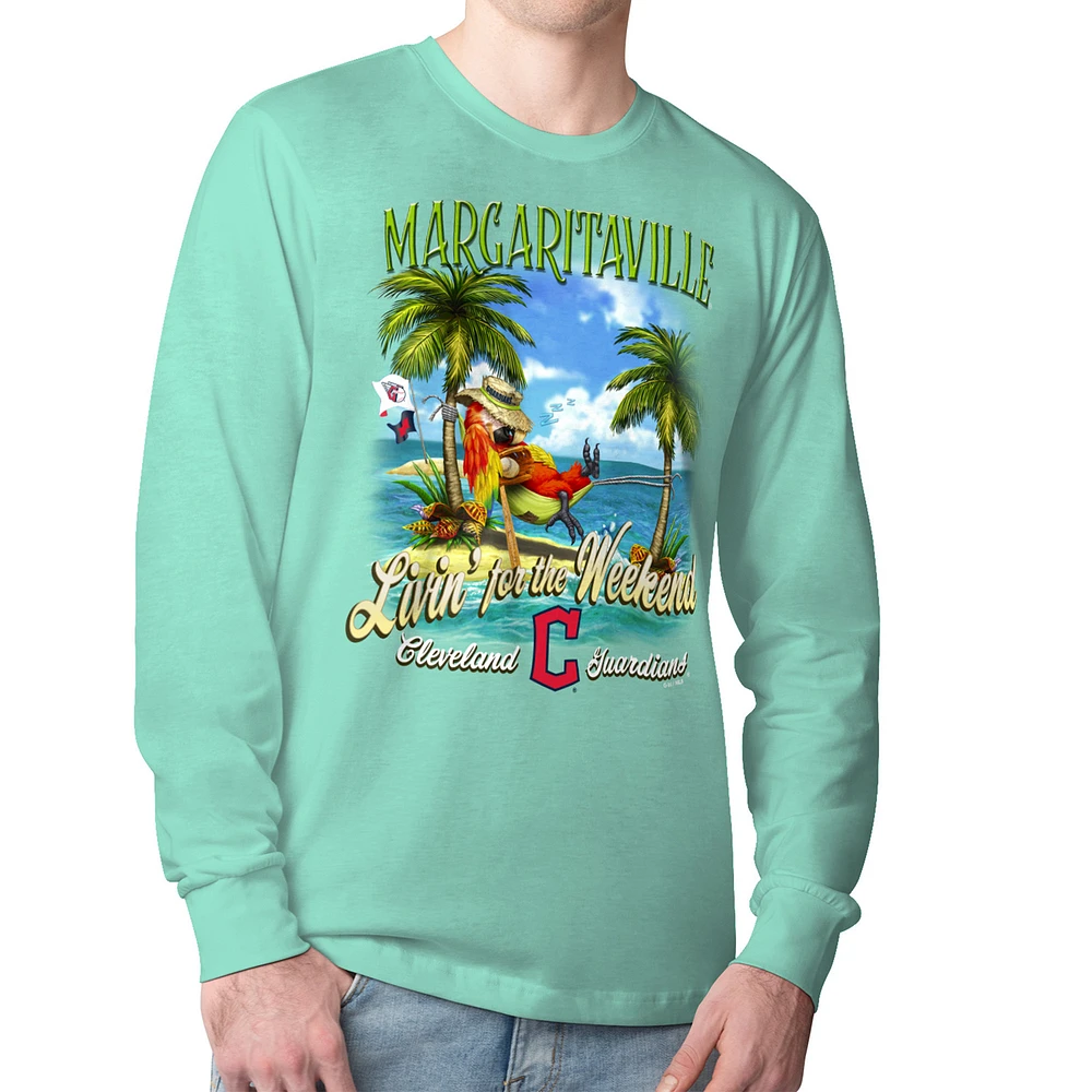 Men's Margaritaville Mint Cleveland Guardians Livin' for the Weekend Long Sleeve T-Shirt
