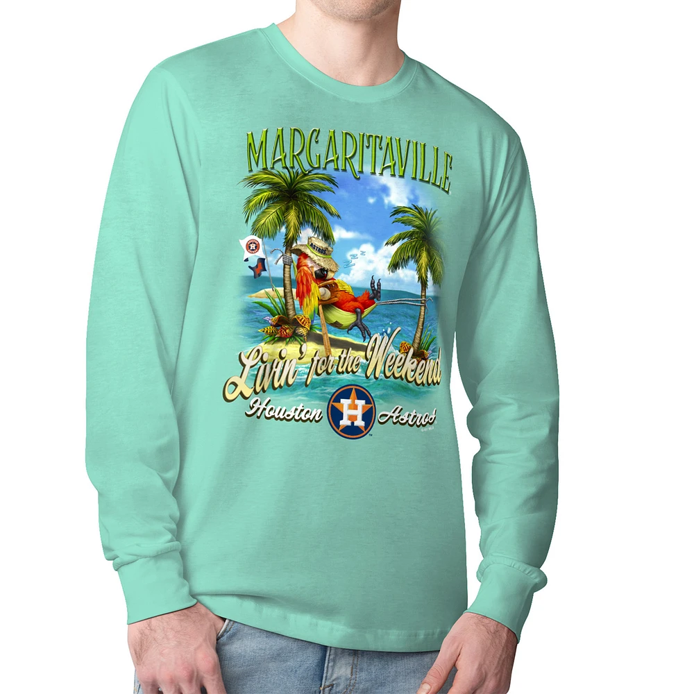 Men's Margaritaville Mint Houston Astros Livin' for the Weekend Long Sleeve T-Shirt