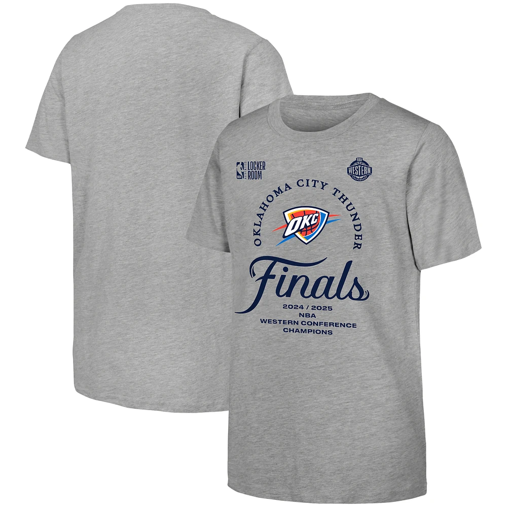 Youth Gray Oklahoma City Thunder 2025 Western Conference Champions Locker Room T-Shirt
