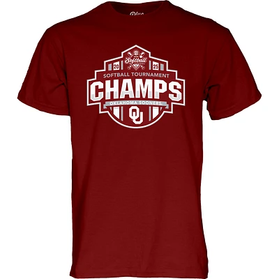 Men's Blue 84 Crimson Oklahoma Sooners 2025 SEC Softball Conference Tournament Champions Locker Room T-Shirt