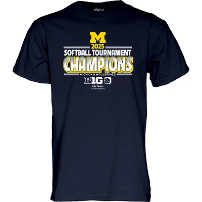 Men's Blue 84 Navy Michigan Wolverines 2025 Big Ten Softball Conference Tournament Champions Locker Room T-Shirt