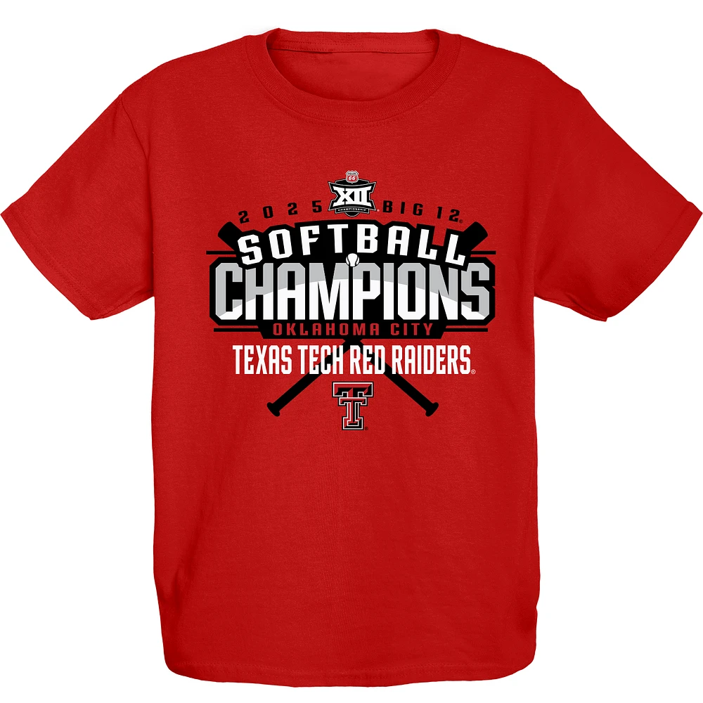 Youth Blue 84 Red Texas Tech Raiders 2025 Big 12 Softball Conference Tournament Champions Locker Room T-Shirt