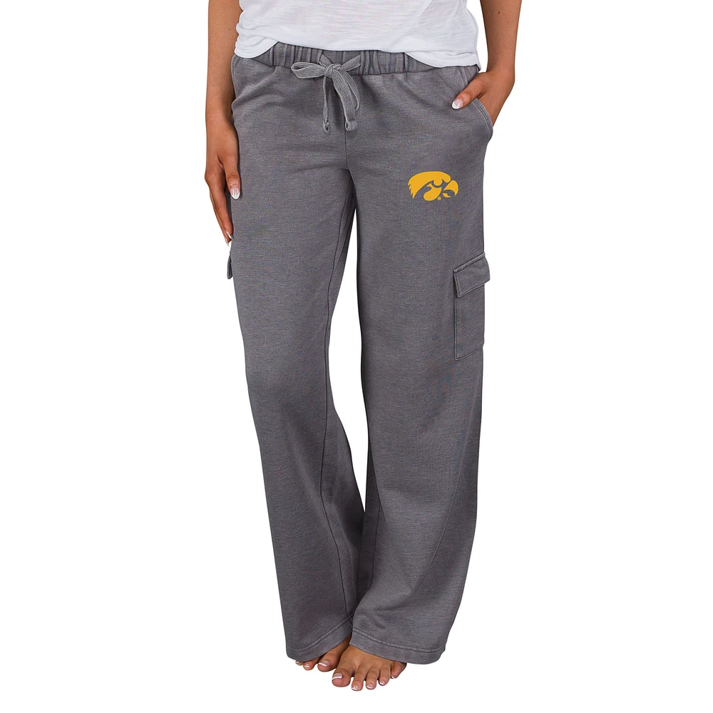 Women's Concepts Sport Charcoal Iowa Hawkeyes Trackside Wide Leg Cargo Pants