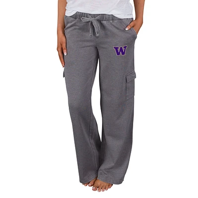 Women's Concepts Sport Charcoal Washington Huskies Trackside Wide Leg Cargo Pants