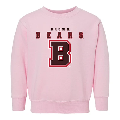 Toddler Chad & Jake Pink Brown Bears Varsity Design Pullover Sweatshirt