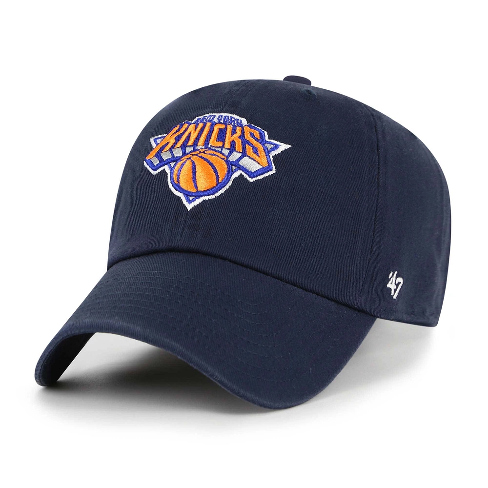 Men's '47 Navy New York Knicks Core Logo Clean Up Adjustable Hat