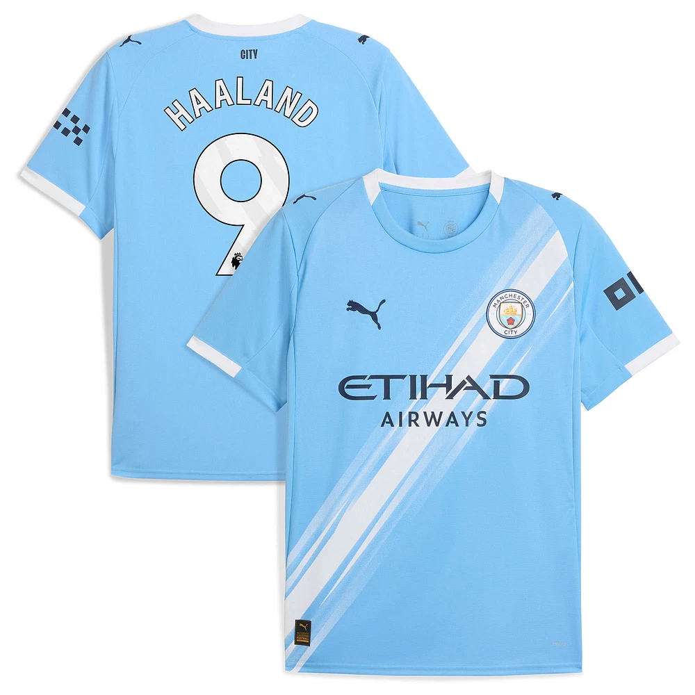 Men's Puma Erling Haaland Sky Blue Manchester City 2025/26 Home Replica Player Jersey