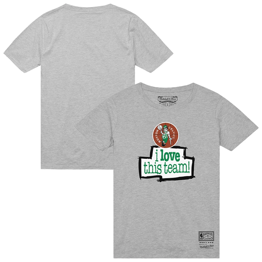 Men's Mitchell & Ness Heather Gray Boston Celtics I Love This Team T-Shirt