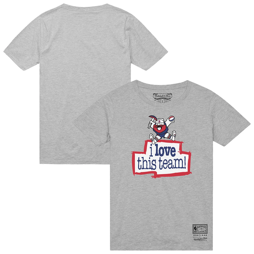 Men's Mitchell & Ness Heather Gray Denver Nuggets I Love This Team T-Shirt
