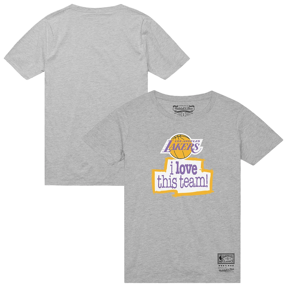 Men's Mitchell & Ness Heather Gray Los Angeles Lakers I Love This Team T-Shirt