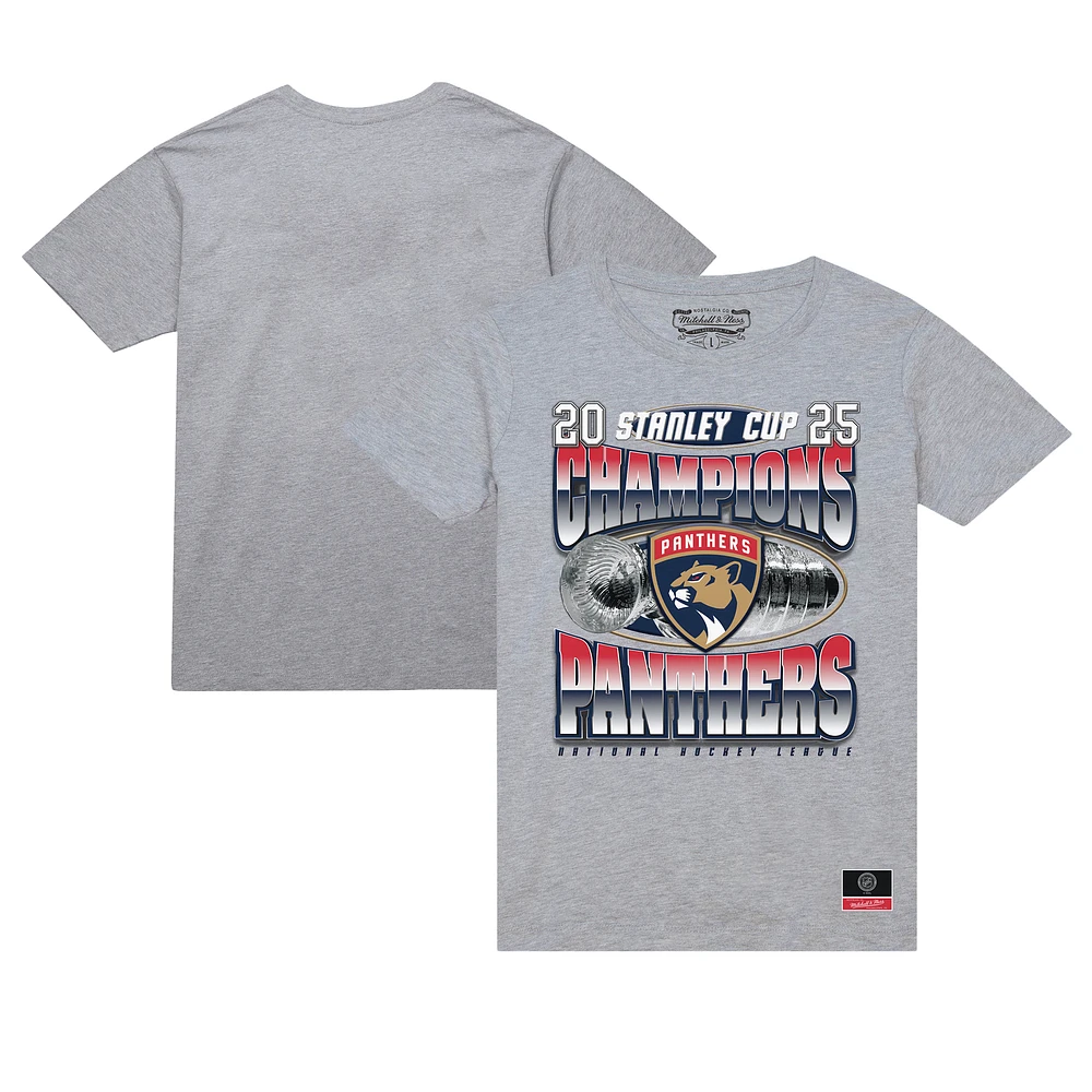 Men's Mitchell & Ness Heather Gray Florida Panthers 2025 Stanley Cup Champions Victory Arch T-Shirt