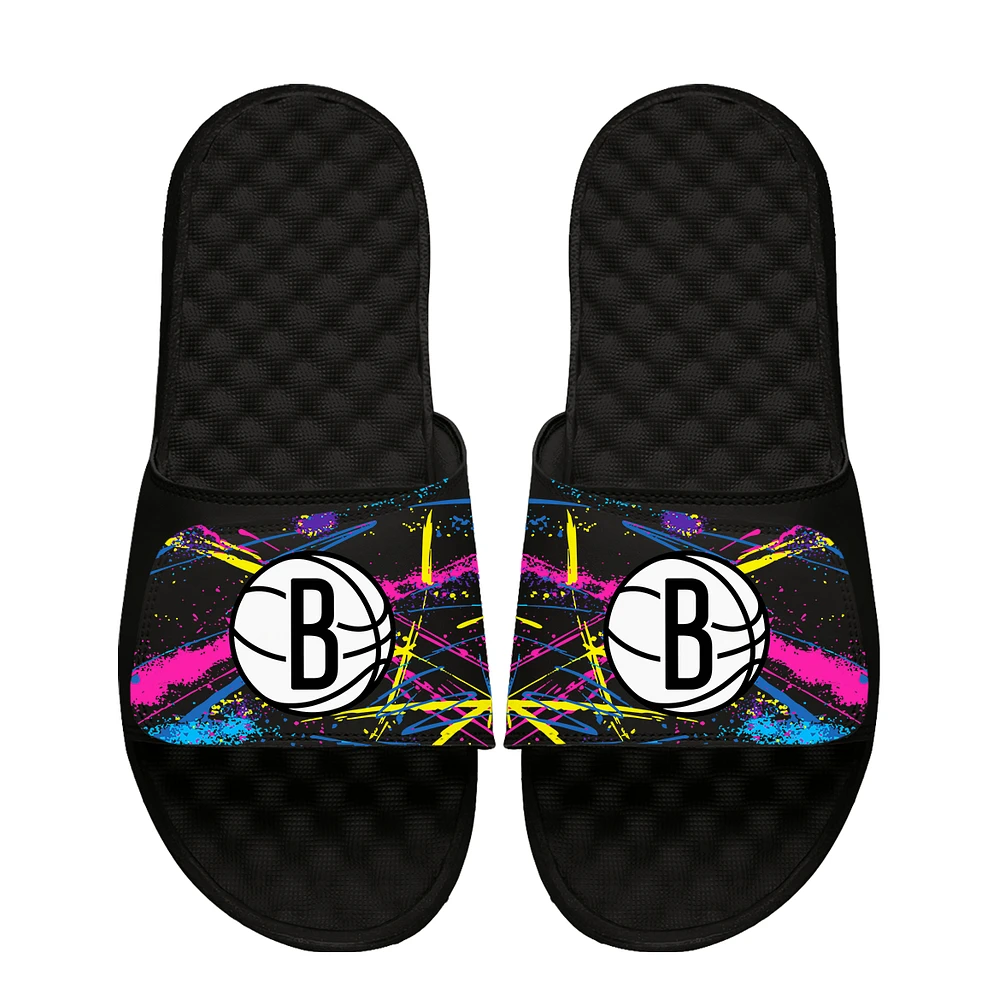 Unisex ISlide x Staycool Black Brooklyn Nets Slide Sandals