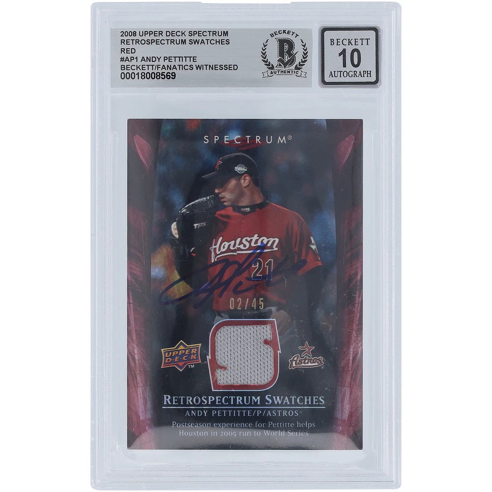 Andy Pettitte Houston Astros Autographed 2008 Upper Deck Spectrum Red Retrospectrum GU Relic #RS-AP1 #/45 Beckett Fanatics Witnessed Authenticated 10 Card