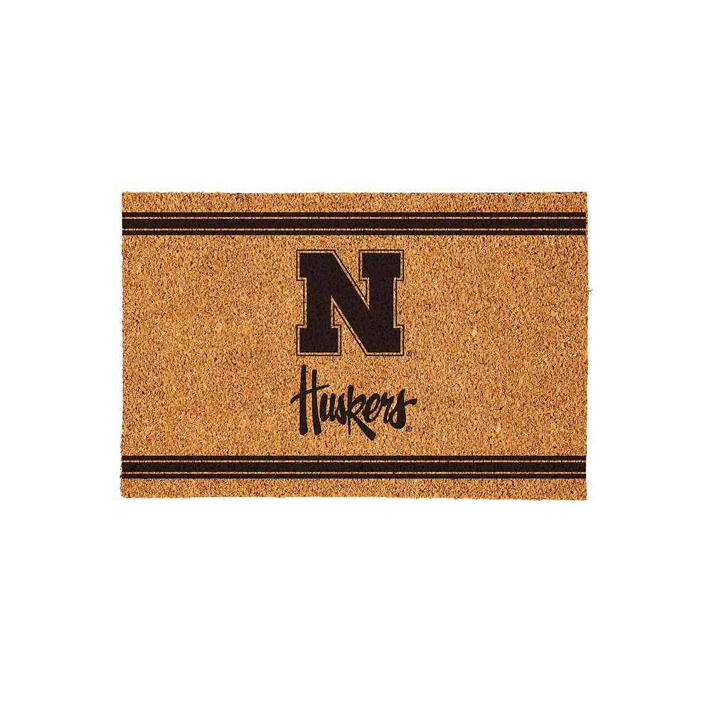 Nebraska Huskers 24" x 36" Outdoor Monochrome Team Logo Coir Mat