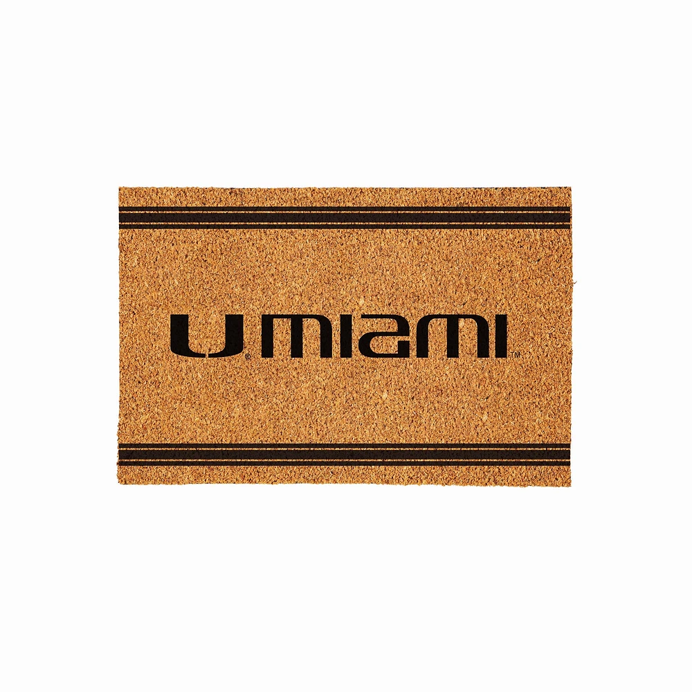 Miami Hurricanes 24" x 36" Outdoor Monochrome Team Logo Coir Mat