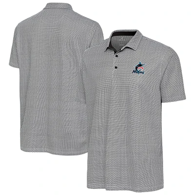 Men's Antigua Black/White Miami Marlins Intersect Polo