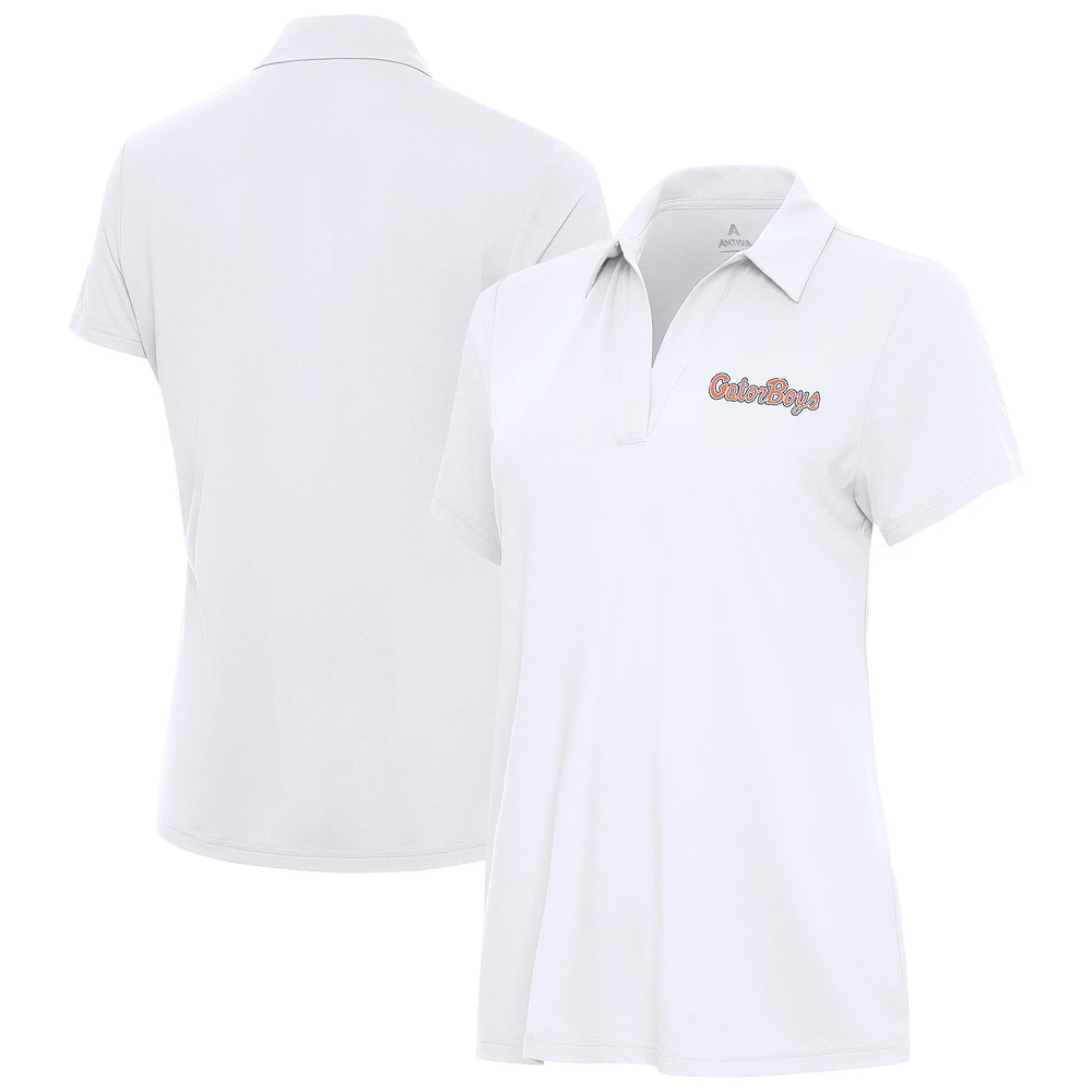 Women's Antigua White Florida Gators GatorBoys Era Polo