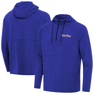 Men's Antigua Heather Royal Florida Gators GatorBoys Spikes Quarter-Zip Pullover Hoodie