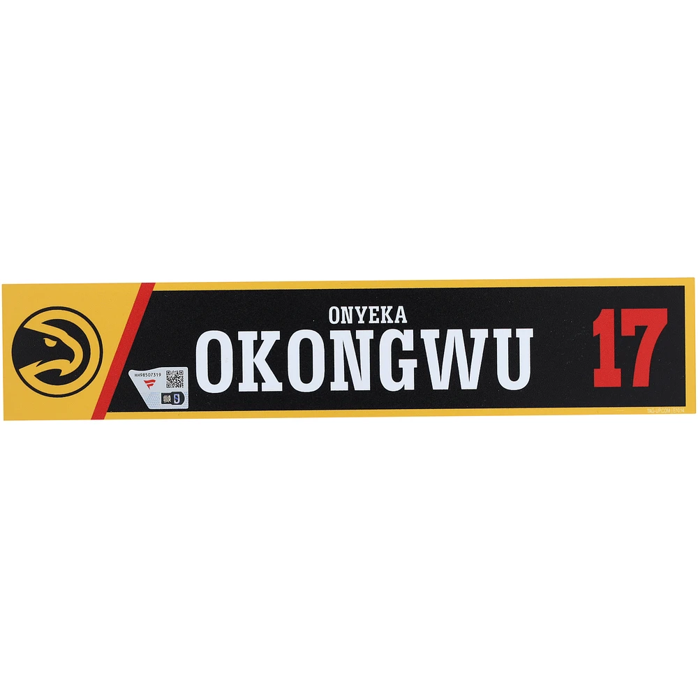 Onyeka Okongwu Atlanta Hawks Player-Issued Black Nameplate from the 2024-25 NBA Season