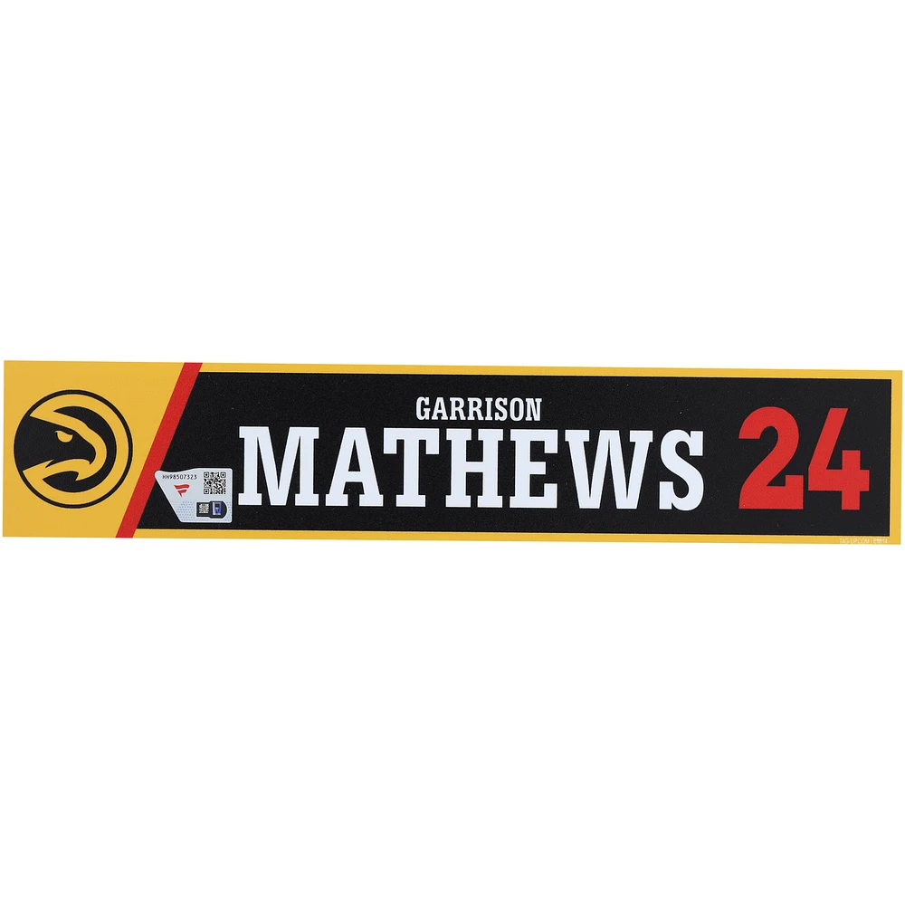 Garrison Mathews Atlanta Hawks Player-Issued Black Nameplate from the 2024-25 NBA Season
